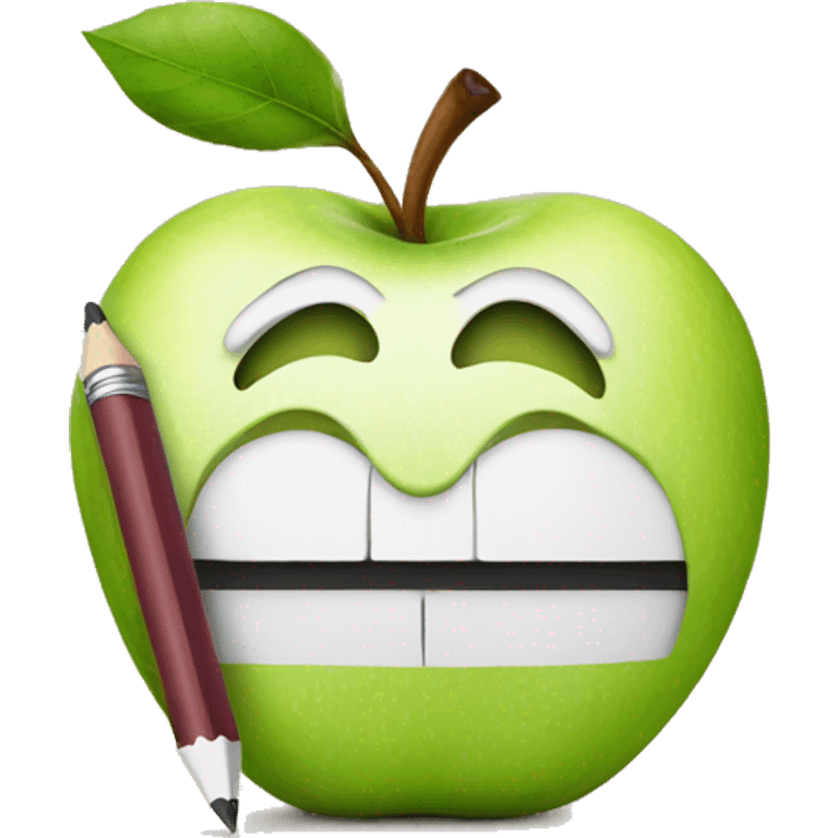 Apple on pencil emoji