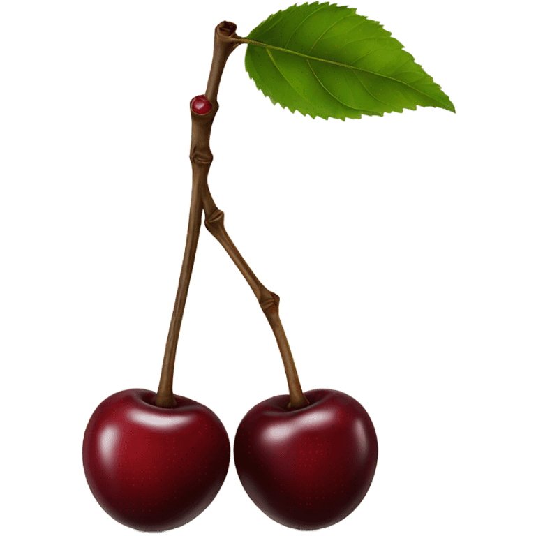 two burgundy cherries on black stem emoji