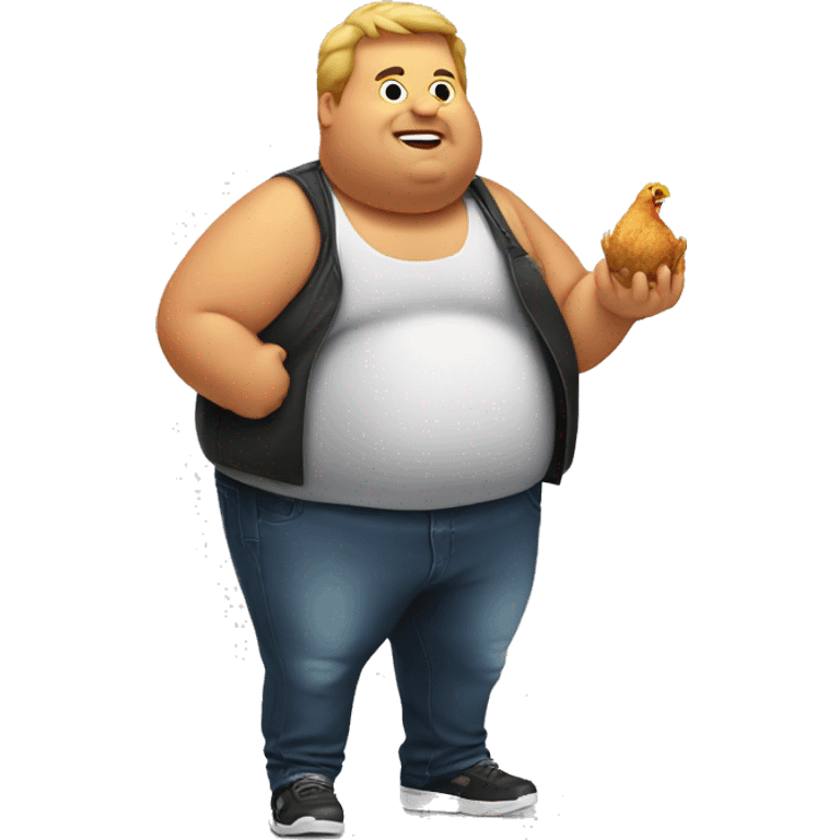 fat bloated guy with chicken wings bucket emoji