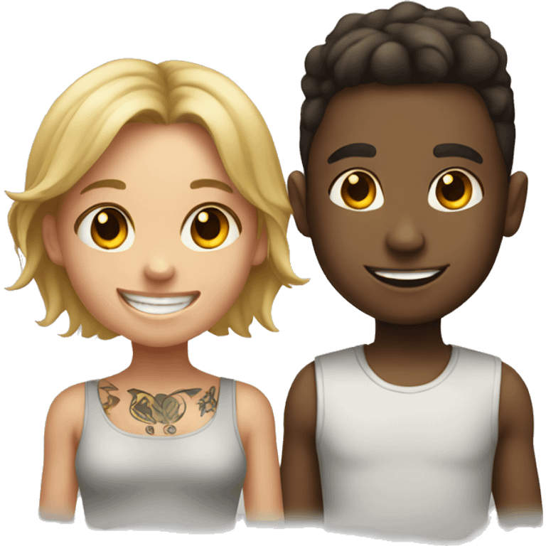 smiling boy with tattoos and girl  emoji