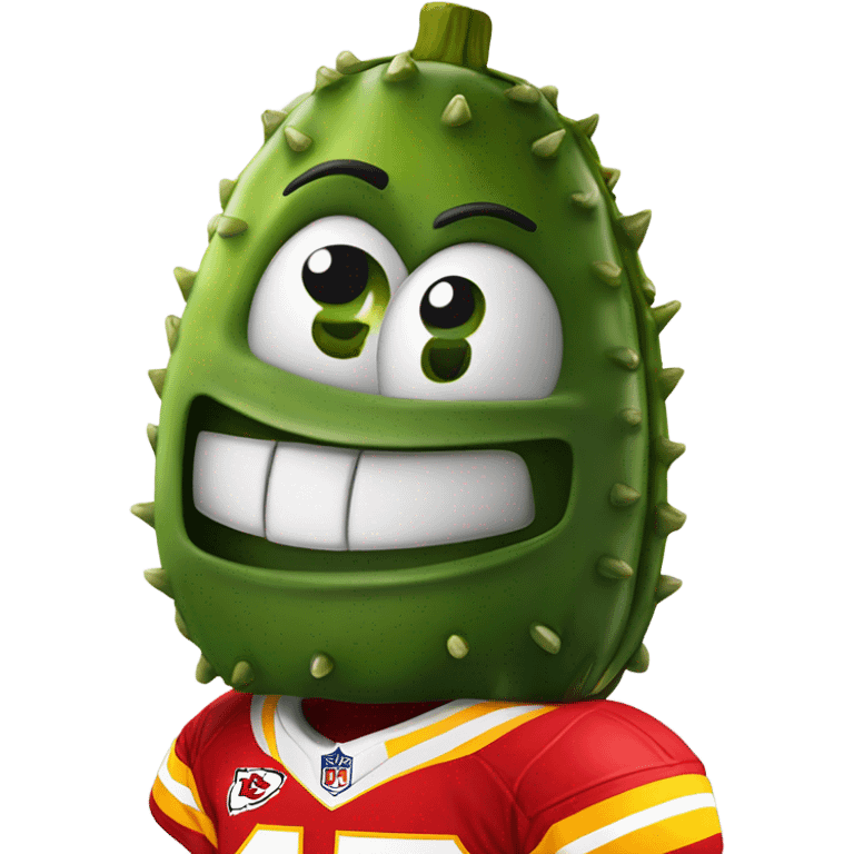 Cartoon Pickle with Kansas City Chiefs football Jersey emoji