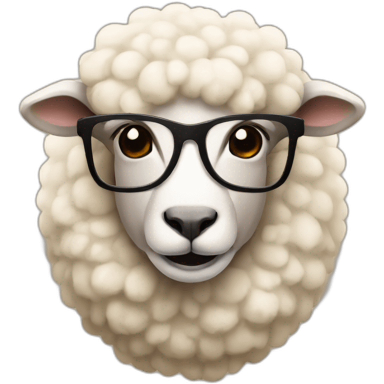 sheep with beige face and big glasses emoji