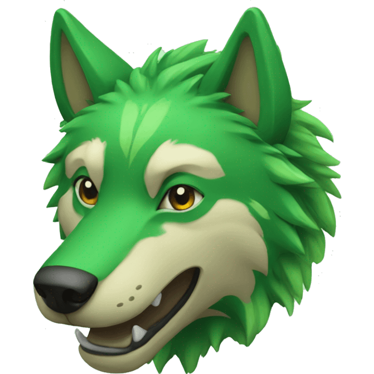 a green wolf with a turtleshell emoji