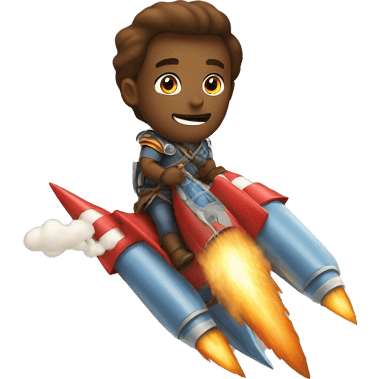 A warrior riding a rocket emoji