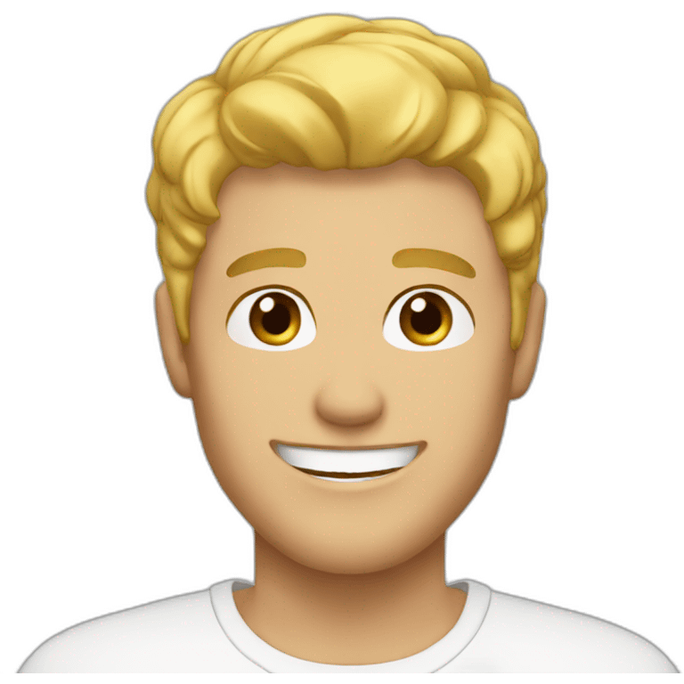 blond guy with brown eyebrows smiling emoji