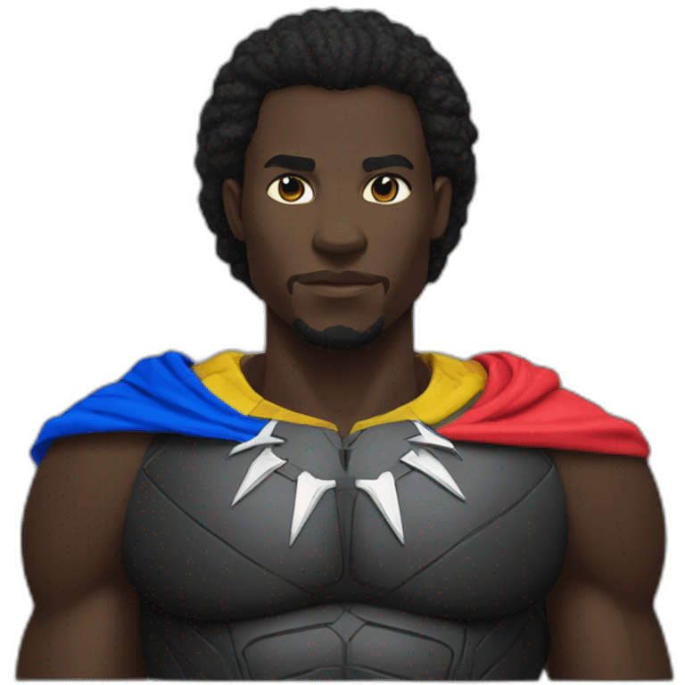 Black panther hero with Central African Republic flag color emoji