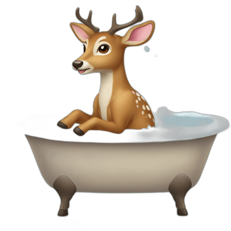 Deer-preparing-to-take-a-cold-bath-full-body emoji