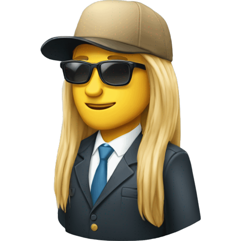 long hair white businessman with sunglasses and cap emoji