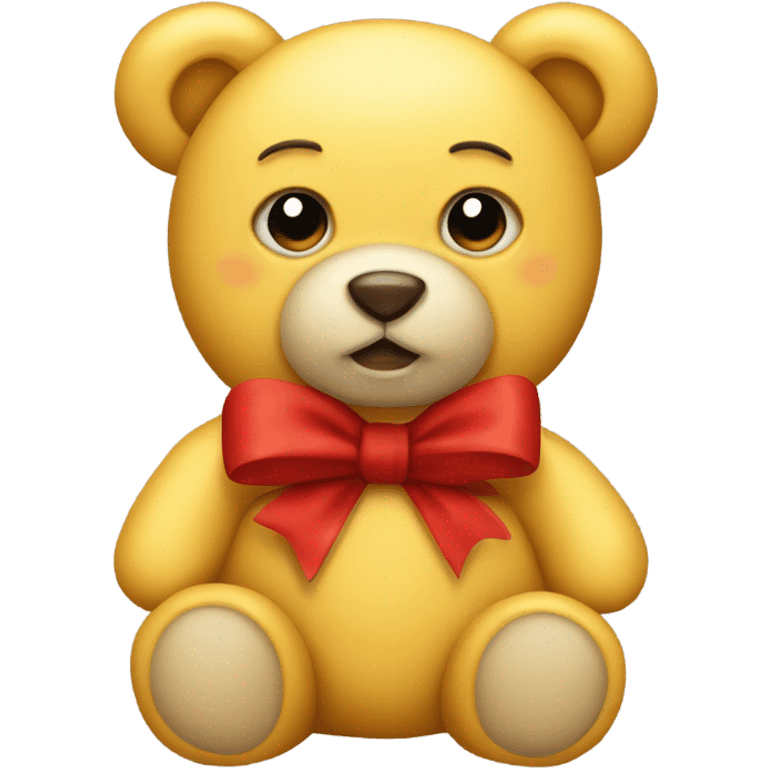 Yellow teddy bear with red bow emoji