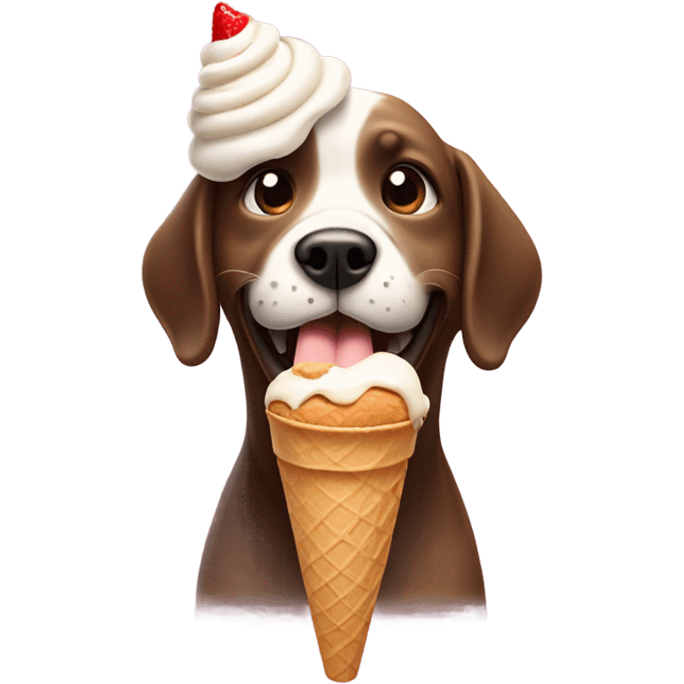 Dog eating ice cream cone emoji