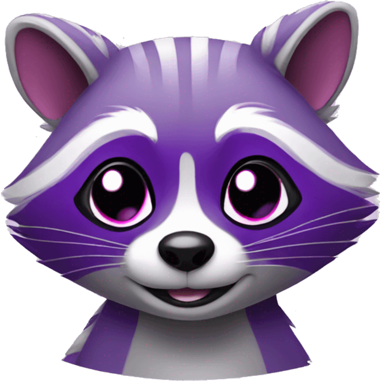 purple raccoon with pink eyes winking with body  emoji