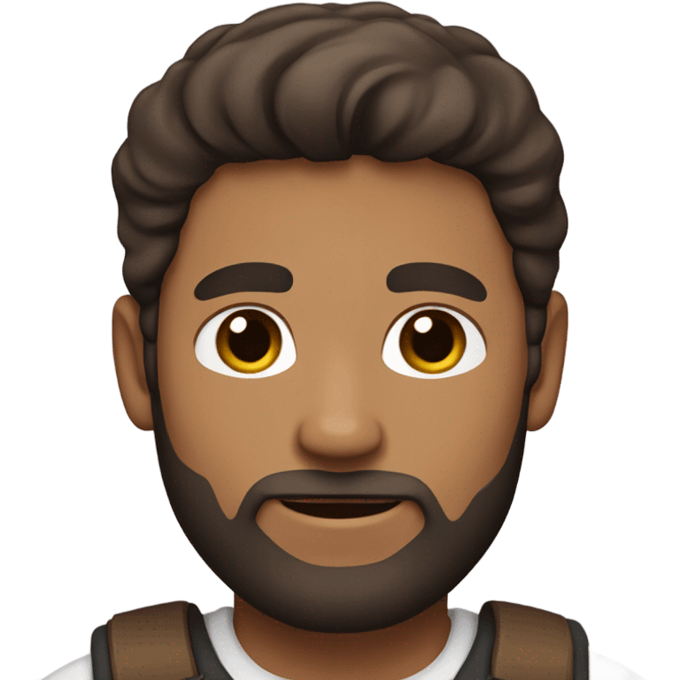 White man with dark hair and a beard holding a Brown and white tabby cat emoji