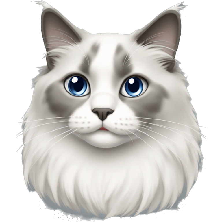 Gray and white ragdoll cat emoji