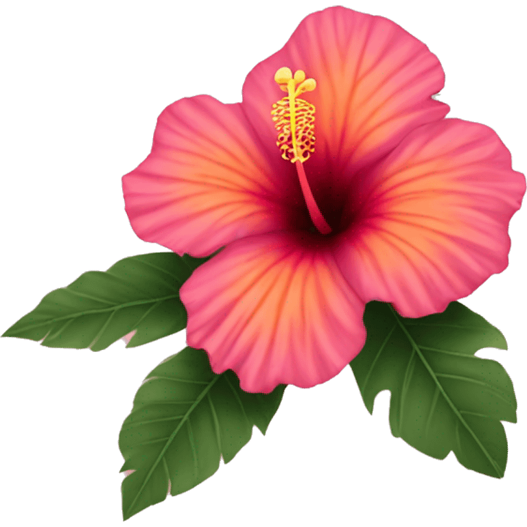 One pink hibiscus flower with a little bit of orange without leaves emoji