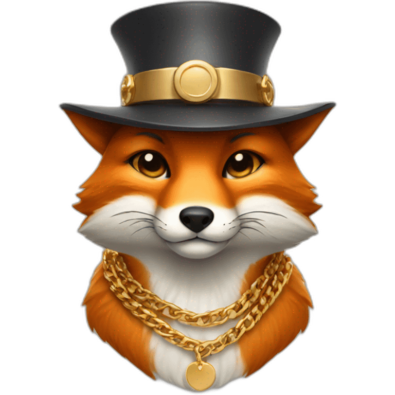 fox wearing a gold chain and hat emoji