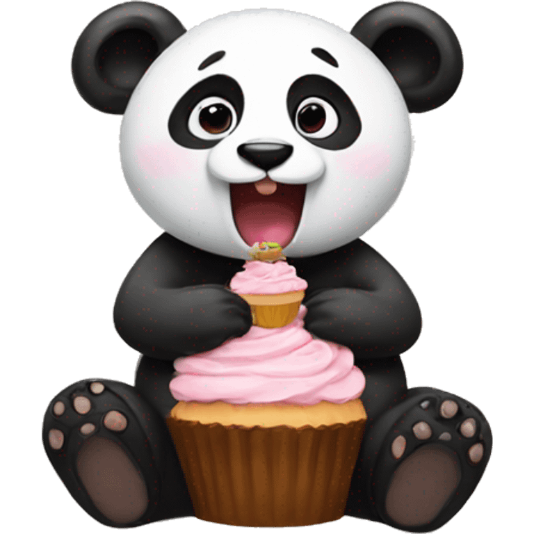 Panda eating cupcakes  emoji