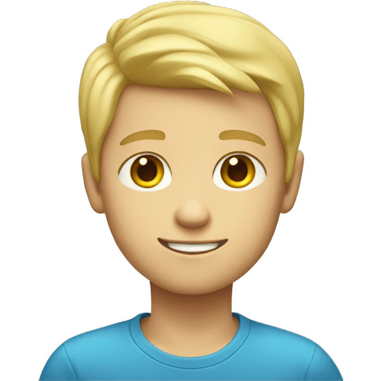 blonde hair blue eyes boy with a yellow shirt emoji