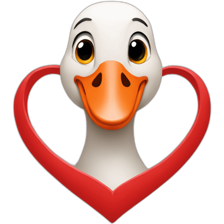 Goose with red heart in mouth  emoji