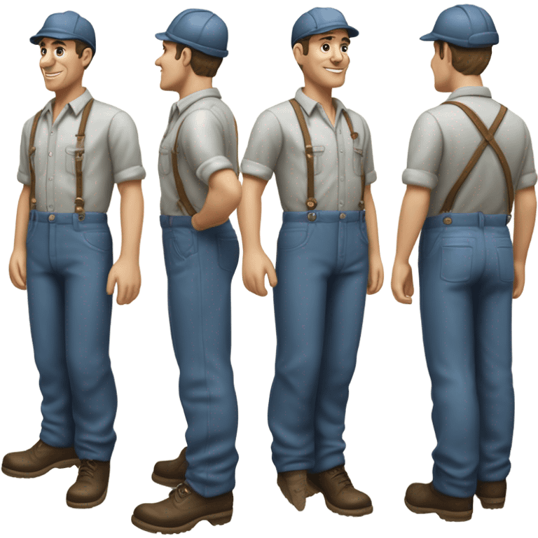 photorealistic blue collar worker 1950s emoji