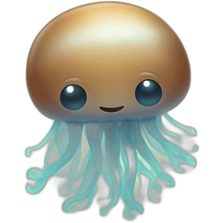 Cute baby brown jellyfish hugging a ghost emoji