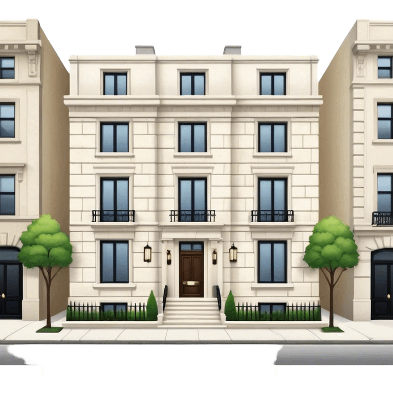 upper east side townhouse, white limestone, classic modern, exterior view emoji