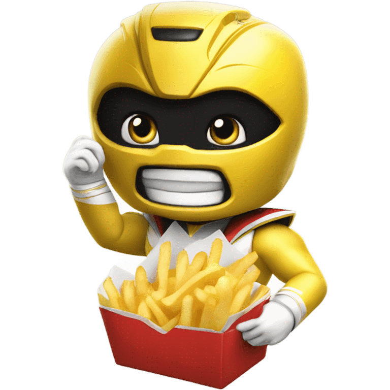 Yellow power ranger eating fries emoji