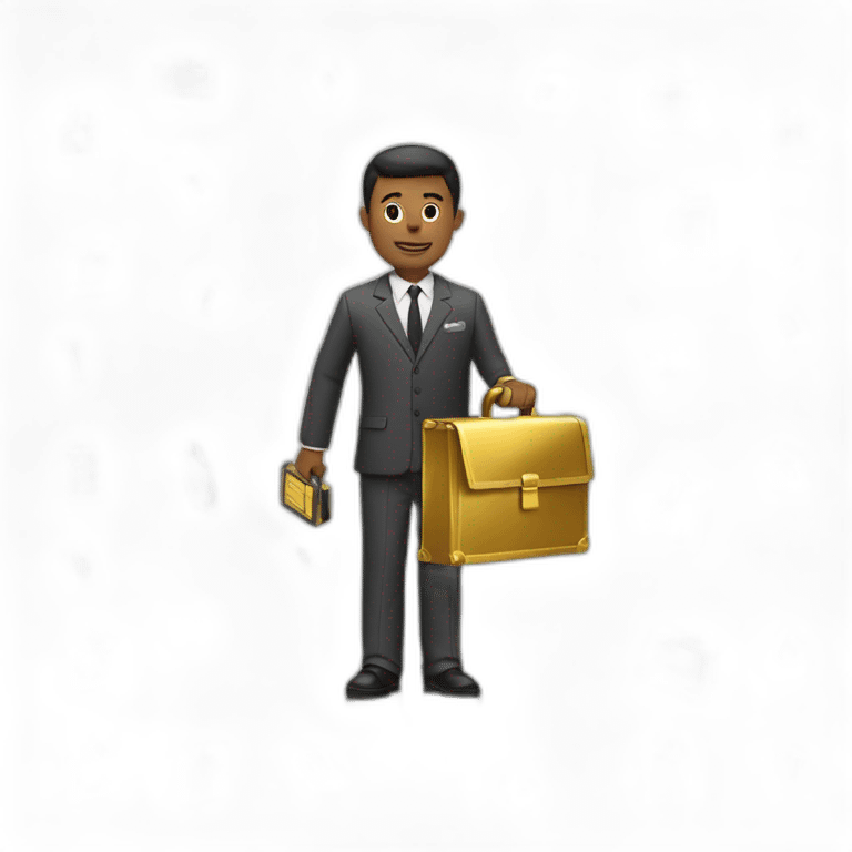 man holding a gold briefcase emoji