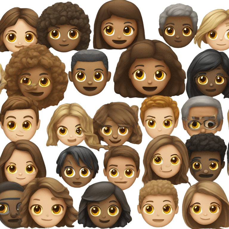 um emoji com franja , cabelo marrom , olho marrom , sardinhas e brilho nos olho emoji