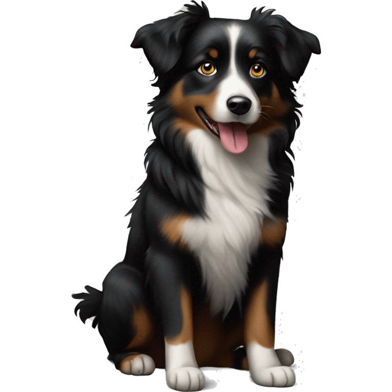 Small black australian shepherd dog painting art emoji