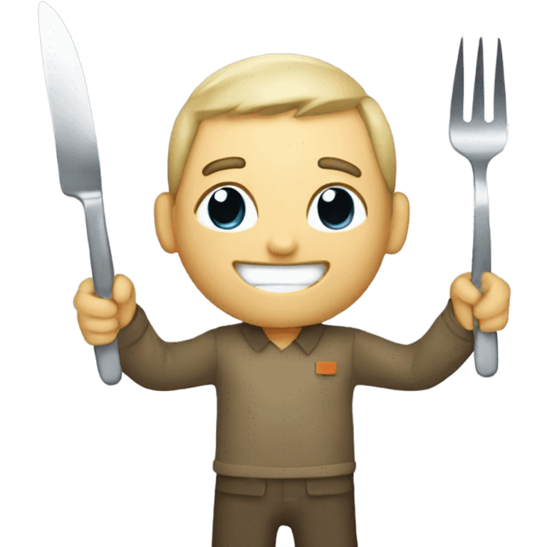 Terex holding a knife and fork  emoji