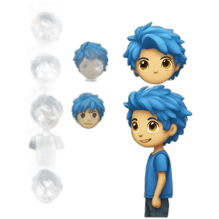 Boy white, Playing games, blue hair emoji