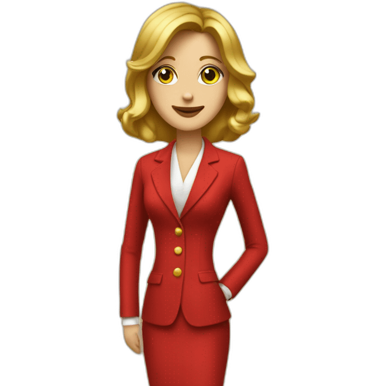 Posh-woman-with-red-suit-offering-goldbar emoji