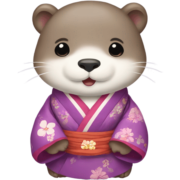 A cute otter wearing traditional Korean hanbok for Korean holidays, visible only up to its neck. emoji