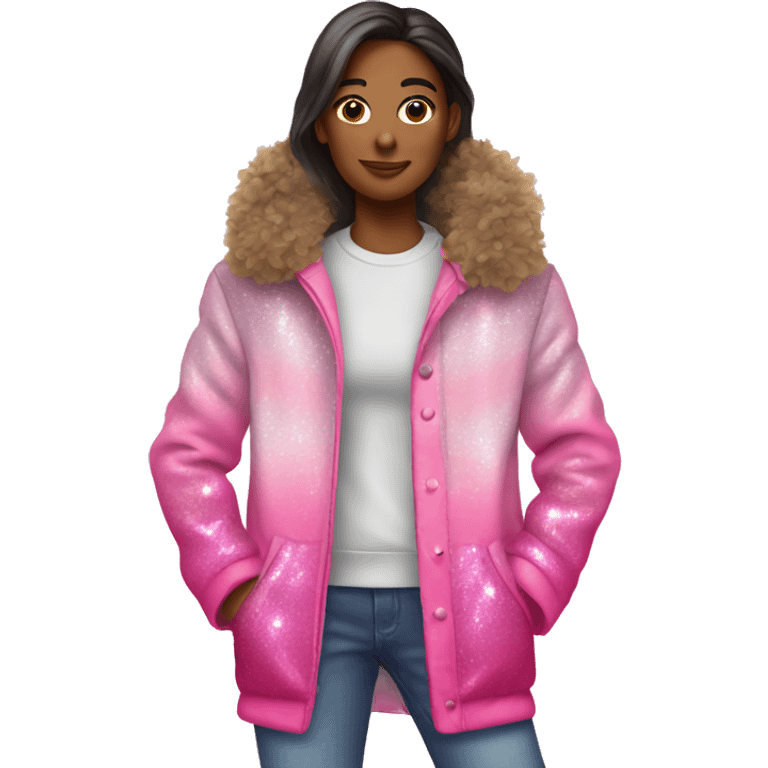 Pink ombre camouflage coat with glitter  emoji