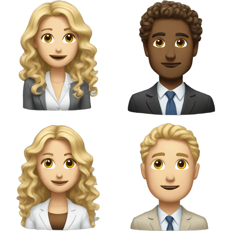 White man with brown hair in suit and blonde white woman with long curly hair emoji