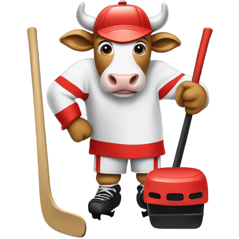 cow playing hockey emoji