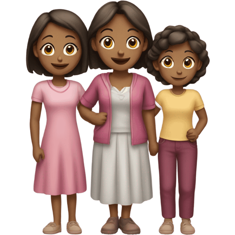 A family of three girls with mother and two daughters emoji