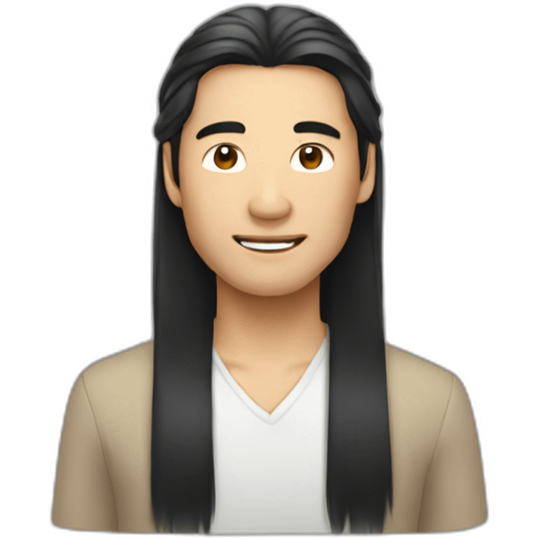 asian man with long hair. emoji