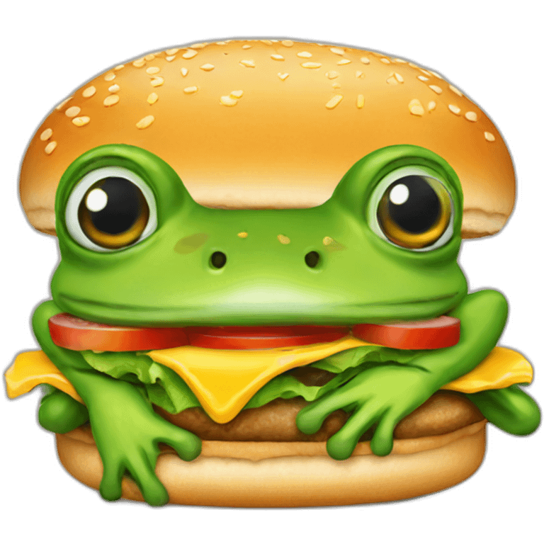 Frog eating a burger emoji