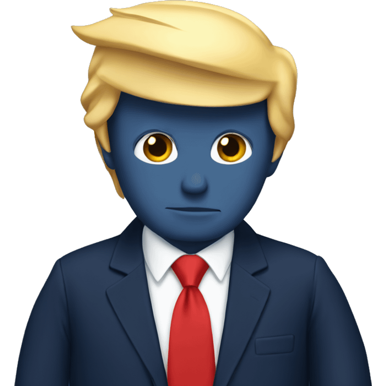 Donald Trump wearing navy suit with a red tie  emoji