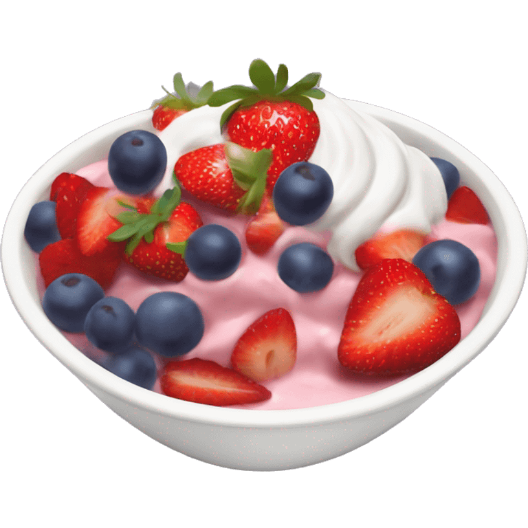 fruit yogurt bowl with strawberries and grapes emoji