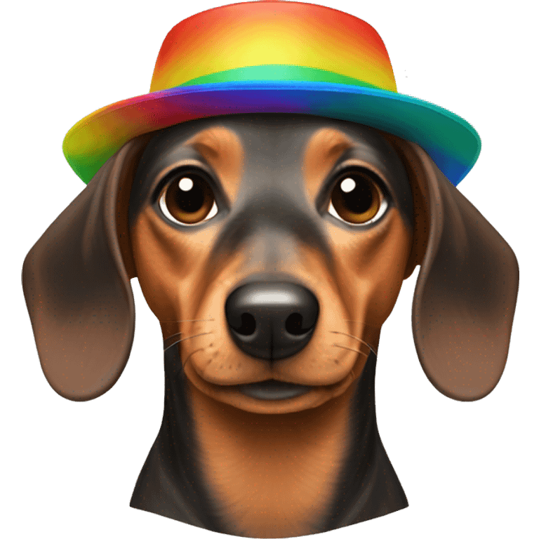 Dachshund rainbow propeller hat emoji