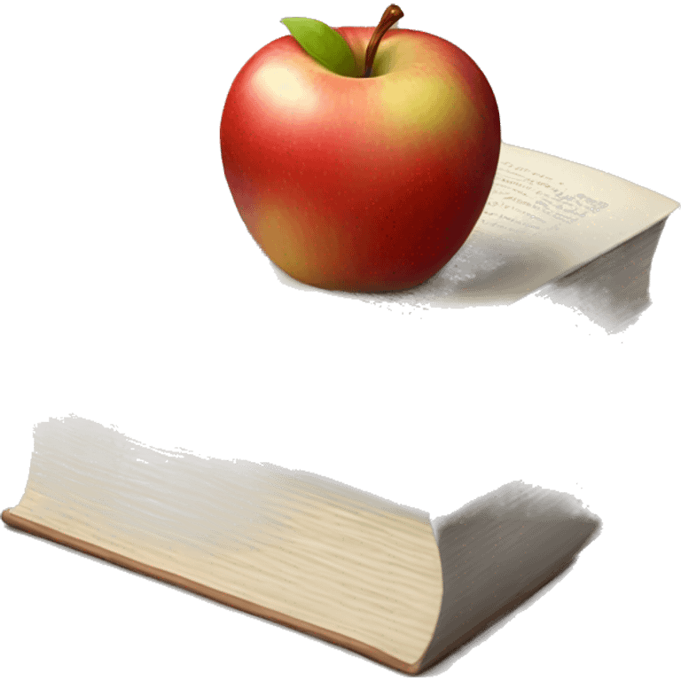 A book on top of an apple emoji