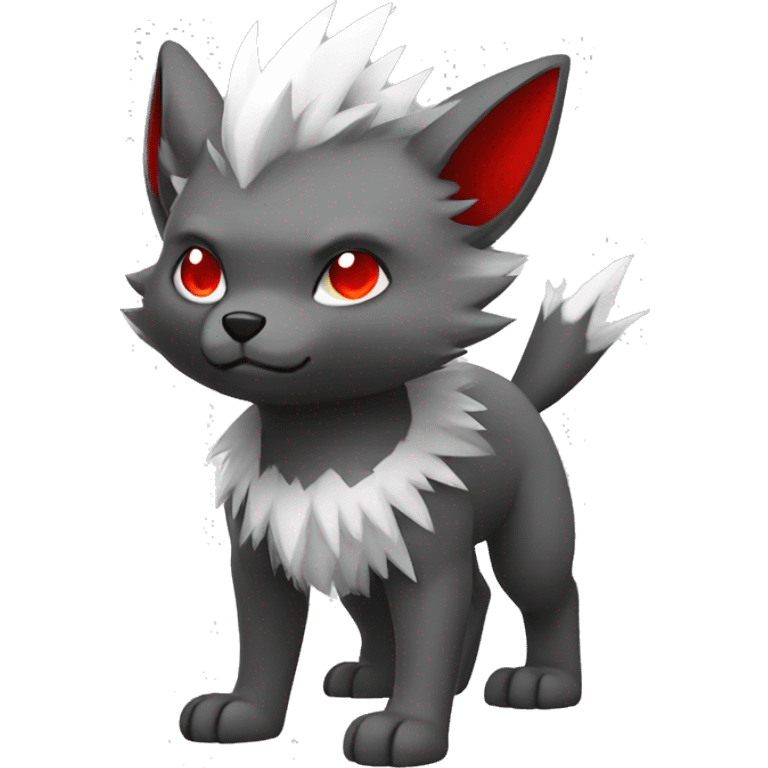 cool edgy black white grey punk red animal hybrid Fakemon full body emoji