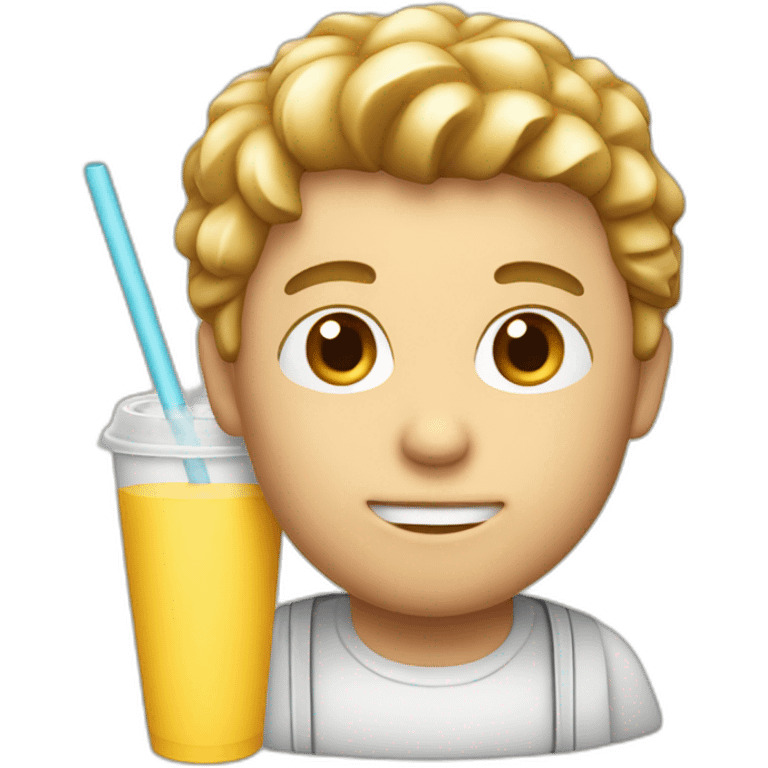 white guy dinking straw cup emoji