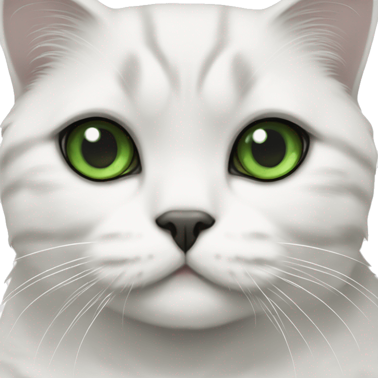 black and white scottish fold cat with green eyes  emoji