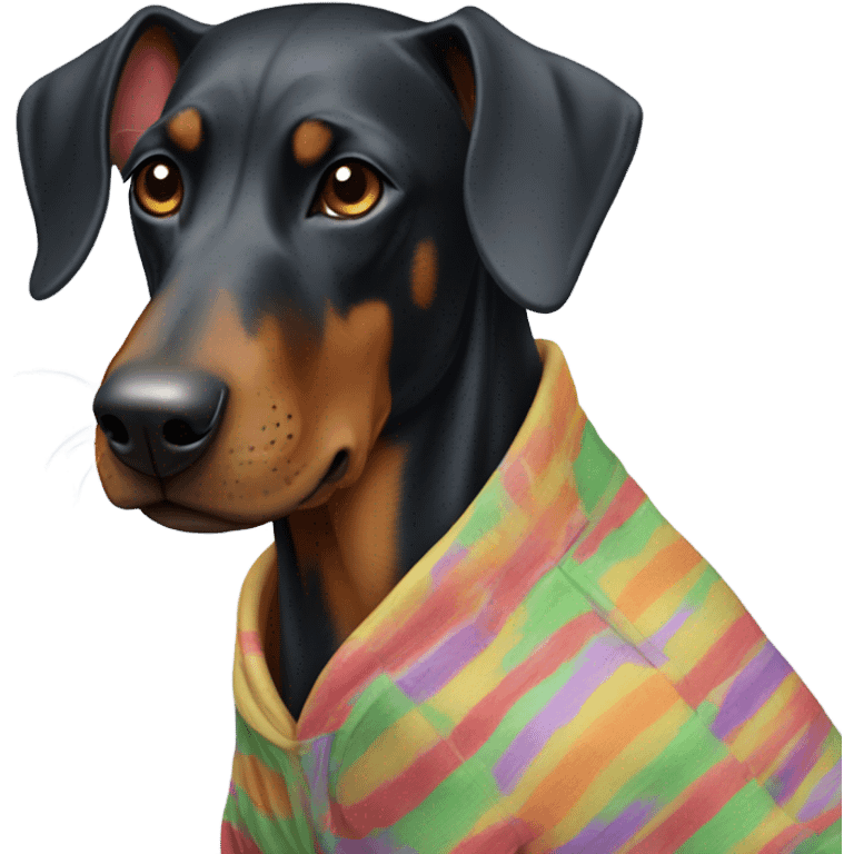 Doberman wearing pajamas emoji