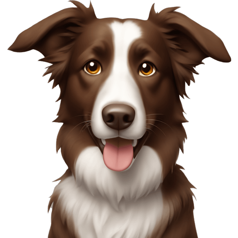 Brown border collie looking near in the camera without smile  emoji