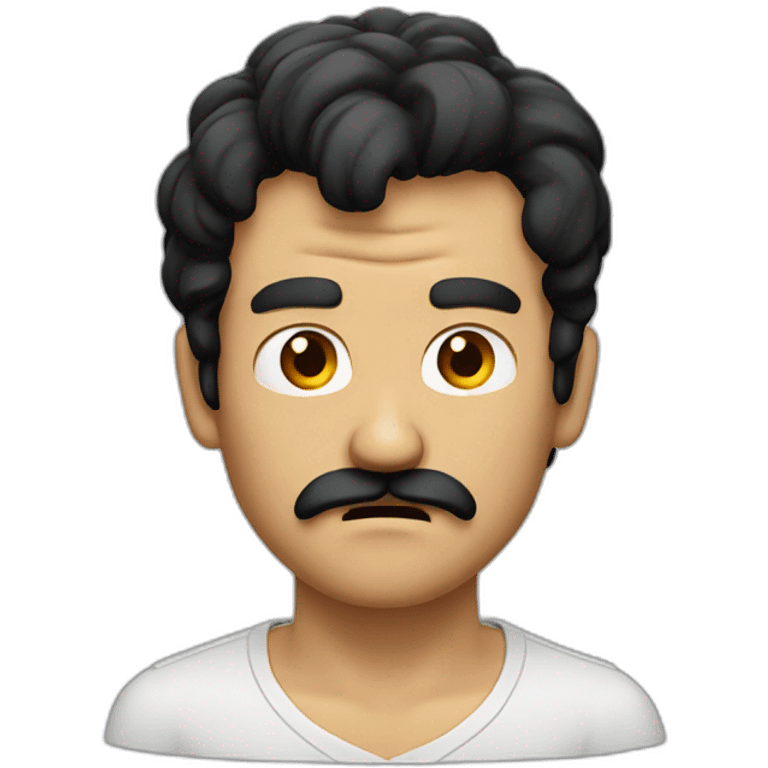 A guy with a tiny mustache and black hair angry emoji