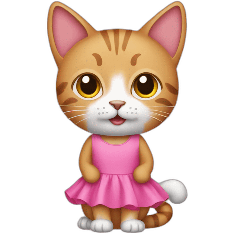 cat using pink dress emoji